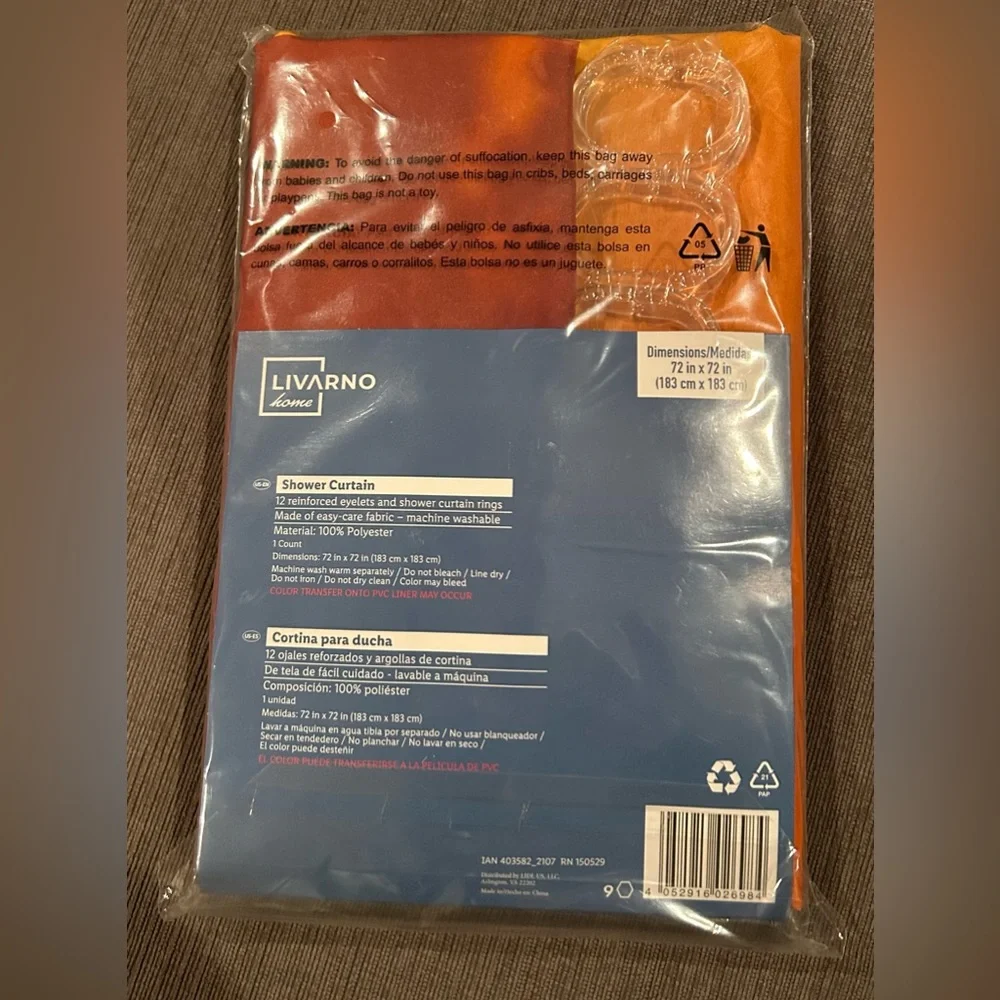 Dolphin Sunset Print Shower Curtain + 12 shower curtain rings hooks NWT